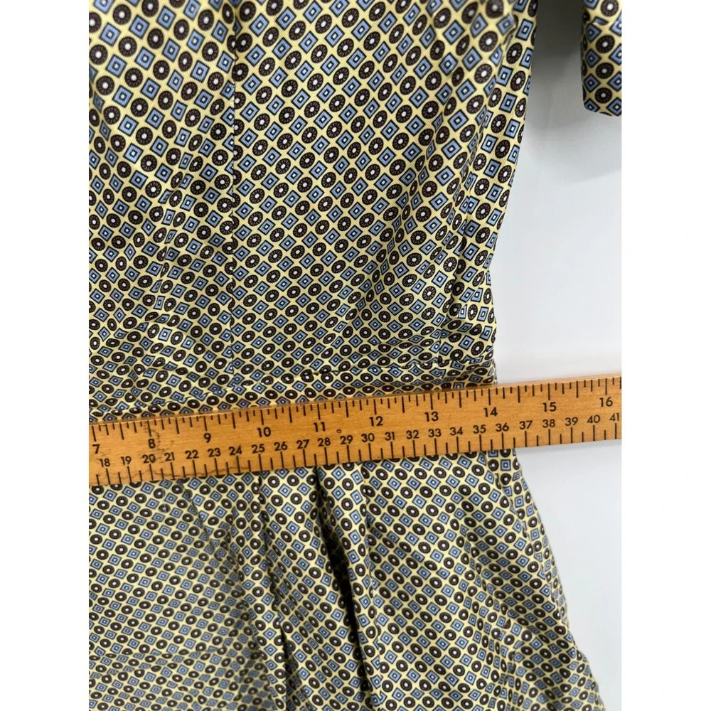 Michael Kors Collection Silk Shirt Dress Geometric Print Made in Italy Yellow 4